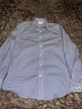 Scotch & Soda Narrow Blue & White Stripe Dress Shirt